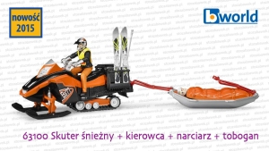 63100 Skuter śnieżny + kierowca + narciarz + tobogan - przejazd z rannym w toboganie