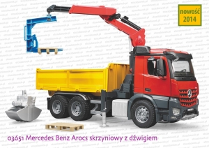 Bruder - 03651 Mercedes Benz Arocs wywrotka z dźwigiem i akcesoriami