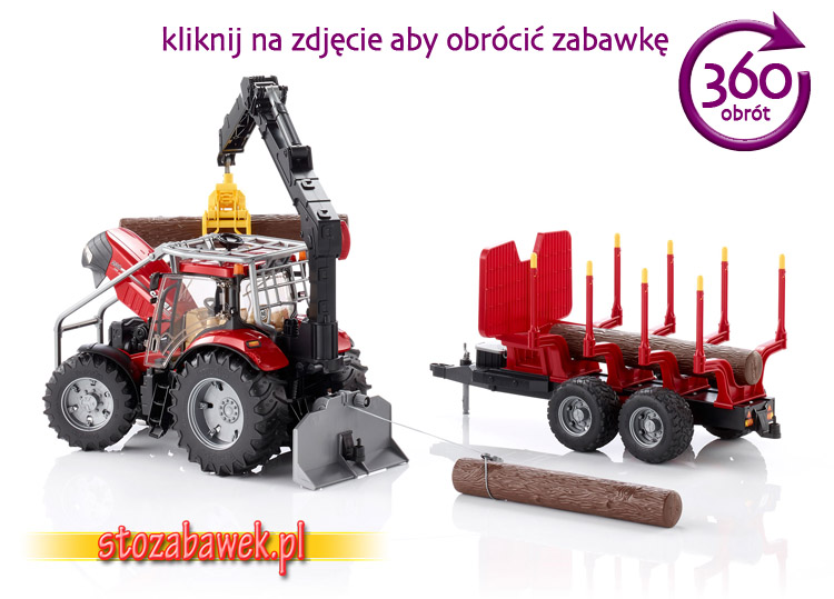 Bruder 03098 Ciągnik rolnicz IH Puma do prac leśnych z przyczepą